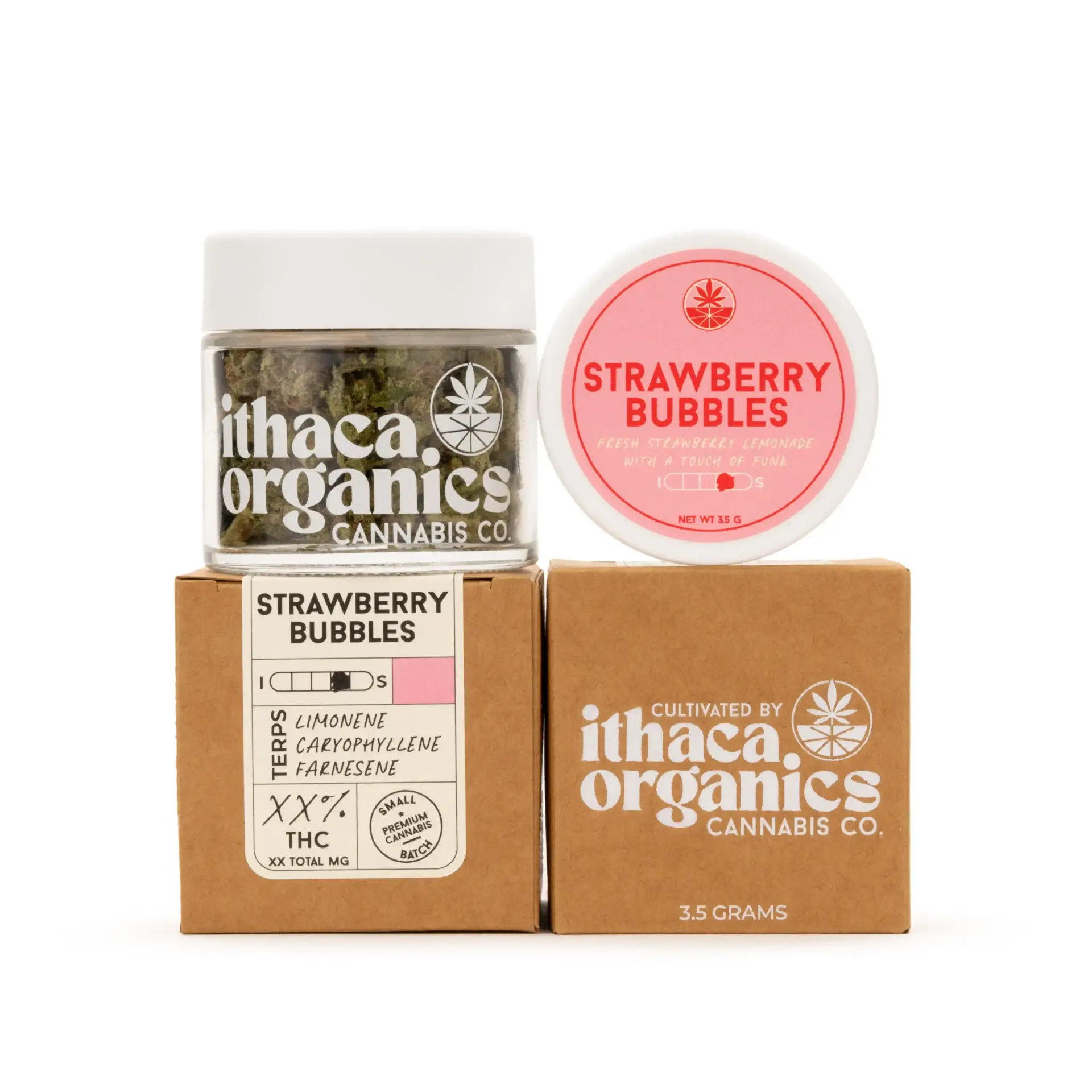 Ithaca Organics Strawberry Bubbles flower 3.5g at Top Grass Bellport