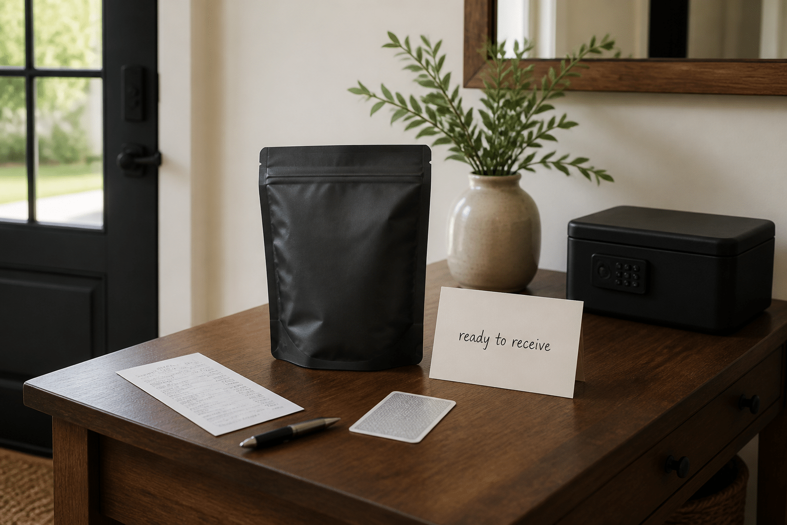 same-day cannabis delivery Long Island recipient ready with ID, receipt, and secure storage