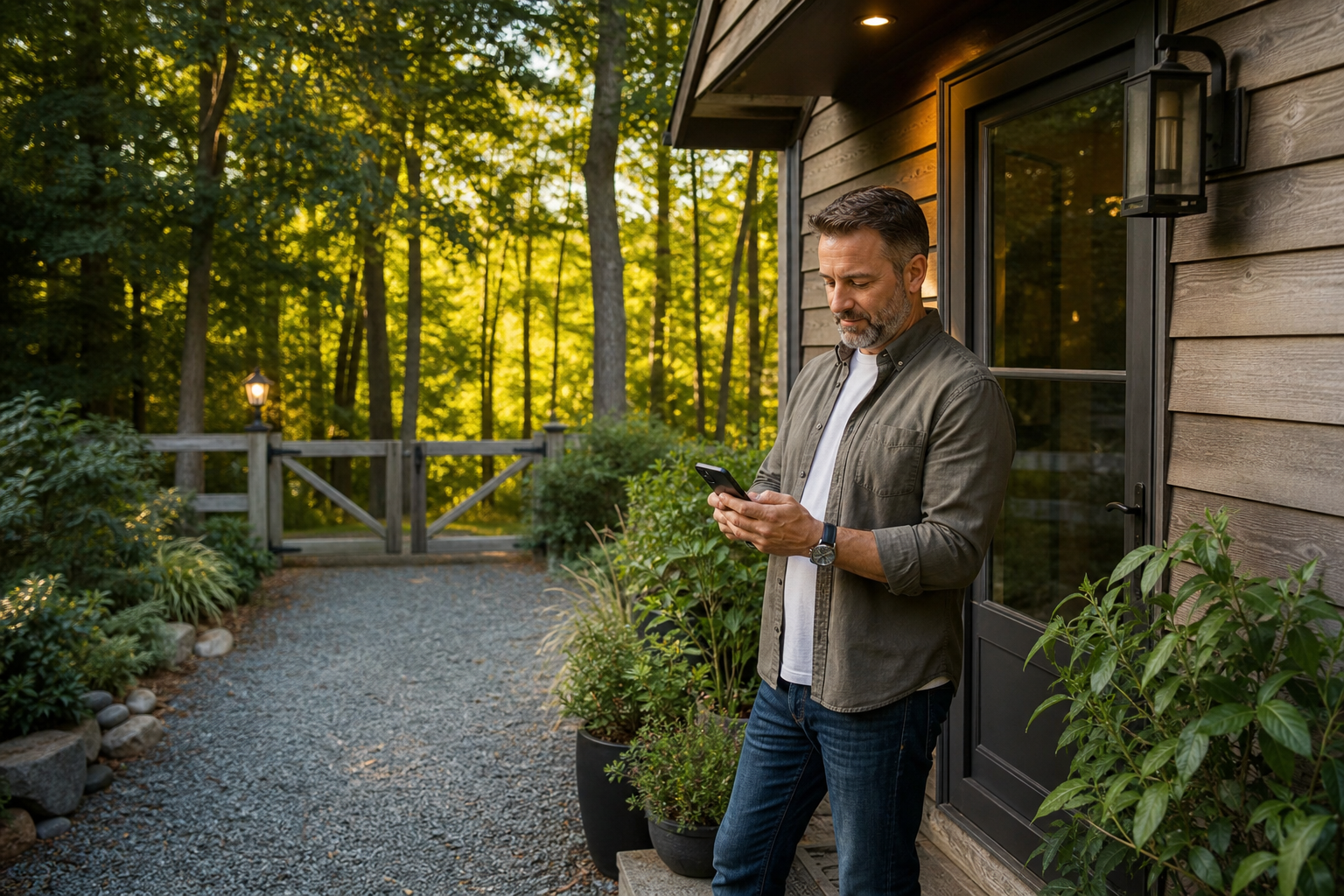 Adult preparing a clear Miller Place home entrance