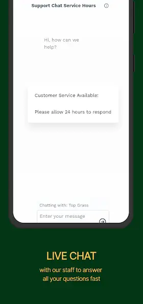 Top Grass app live chat screen