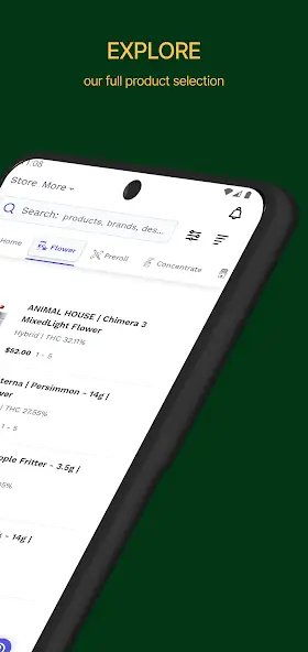 Top Grass app product exploration screen